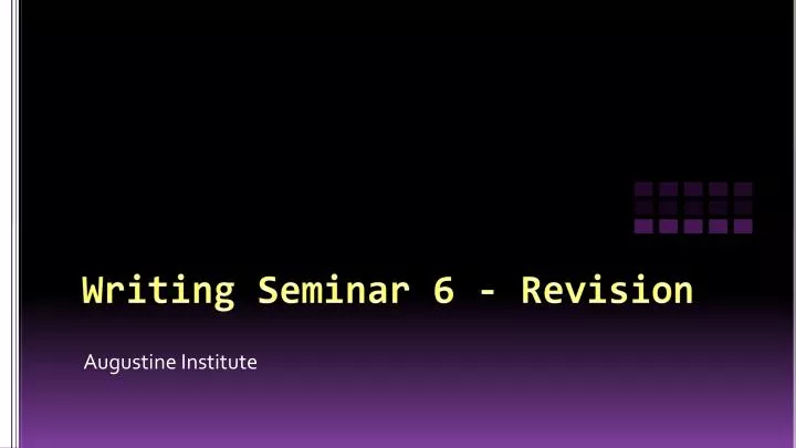 writing seminar 6 revision