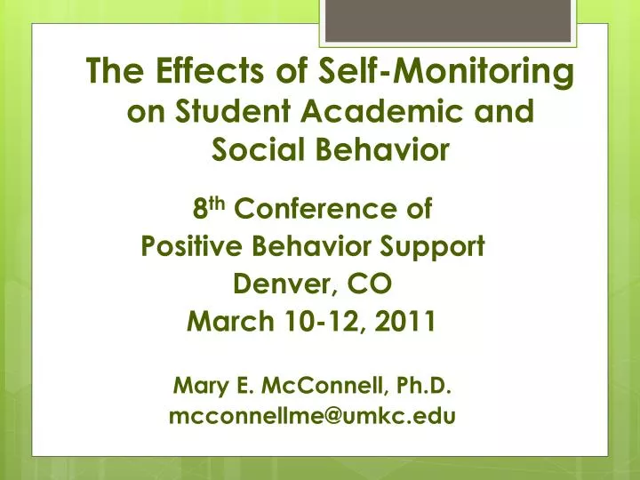 the effects of self monitoring on student academic and social behavior