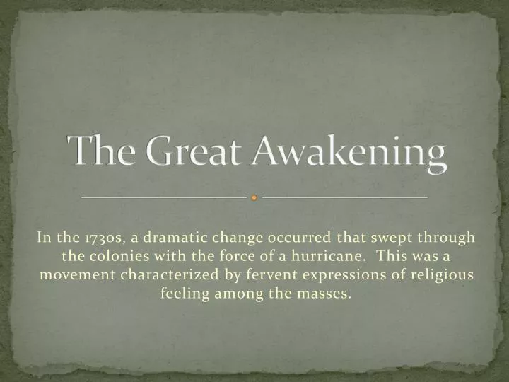 the great awakening