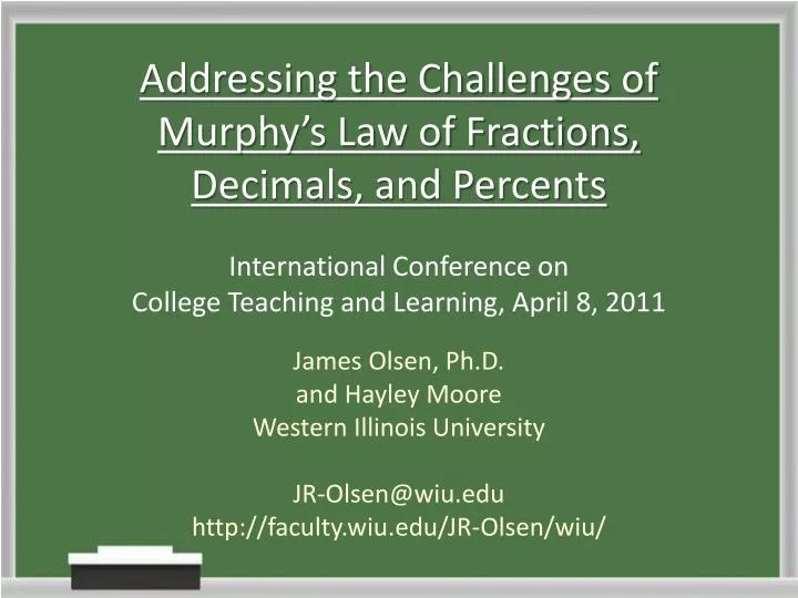 addressing the challenges of murphy s law of fractions decimals and percents
