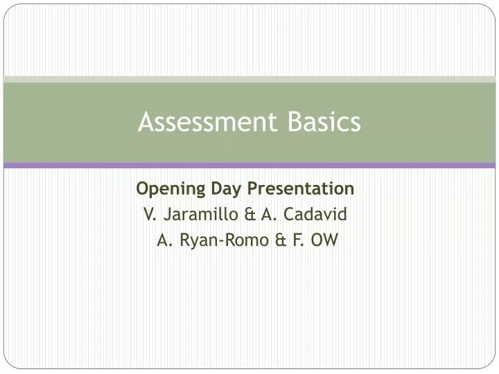 assessment basics