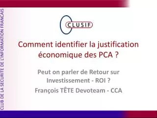 comment identifier la justification conomique des pca