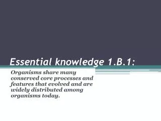 Essential knowledge 1.B.1: