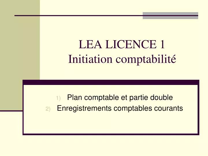 lea licence 1 initiation comptabilit