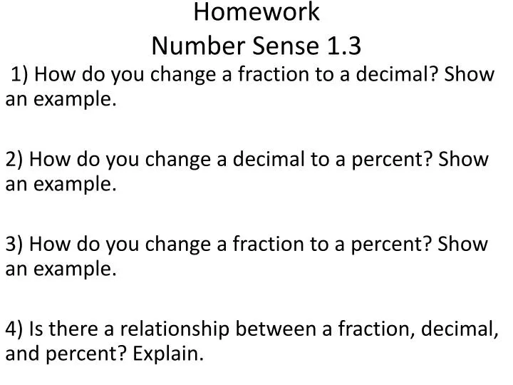 homework number sense 1 3