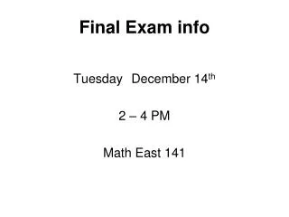 Final Exam info
