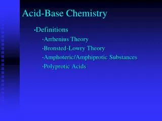 Acid-Base Chemistry