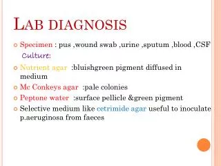 Lab diagnosis