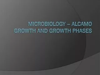Microbiology – Alcamo Growth and Growth Phases
