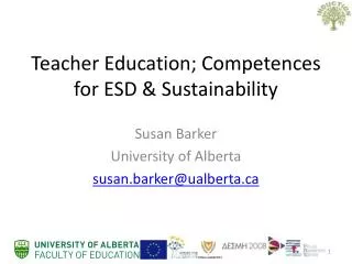 Teacher Education; Competences for ESD &amp; Sustainability