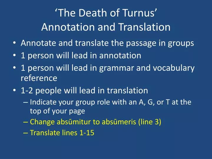 the death of turnus annotation and translation