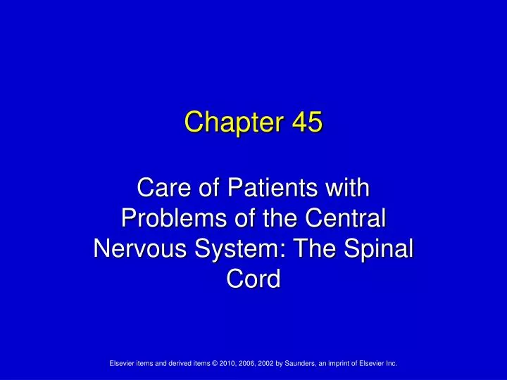 care of patients with problems of the central nervous system the spinal cord