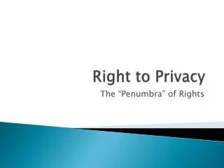 Right to Privacy