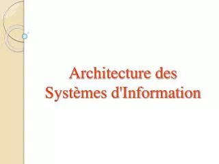 architecture des syst mes d information