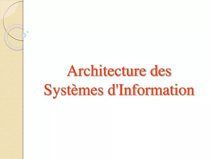 architecture des syst mes d information