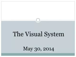 The Visual System May 30, 2014