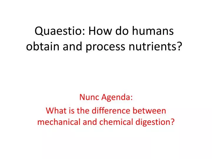 quaestio how do humans obtain and process nutrients