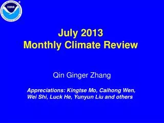 July 2013 Monthly Climate Review