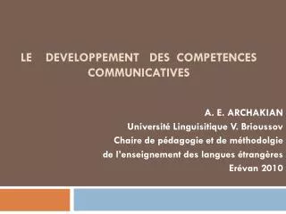 le developpement des competences communicatives