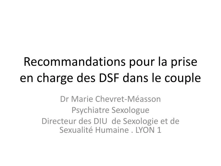 recommandations pour la prise en charge des dsf dans le couple