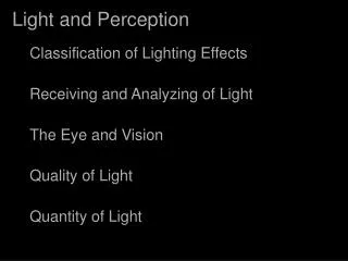 Light and Perception