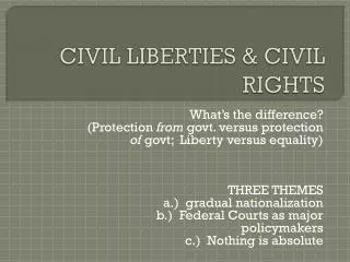 CIVIL LIBERTIES &amp; CIVIL RIGHTS