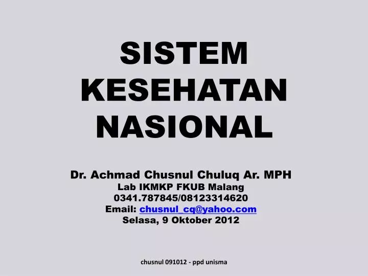 sistem kesehatan nasional