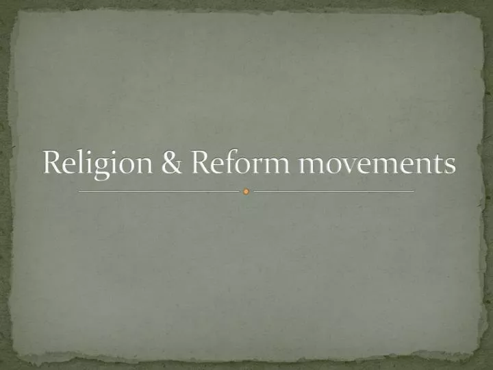 religion reform movements