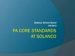 PA Core Standards at Solanco