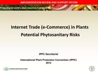 Internet Trade (e-Commerce) in Plants Potential Phytosanitary Risks