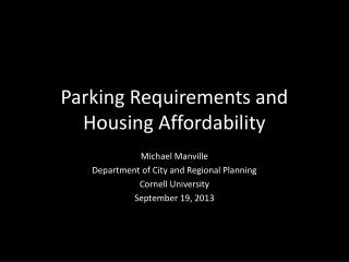 Parking Requirements and Housing Affordability