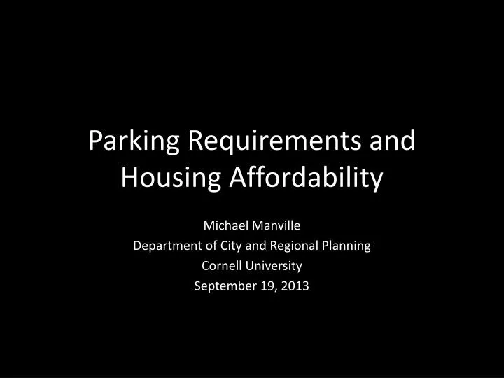 parking requirements and housing affordability