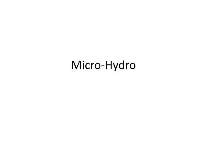 micro hydro