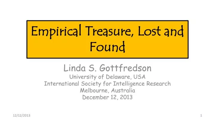 empirical treasure lost and found