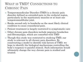 What is TMD? Connections to Chronic Pain