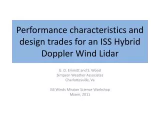 Performance characteristics and design trades for an ISS Hybrid Doppler Wind Lidar