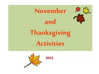 November and Thanksgiving Activities