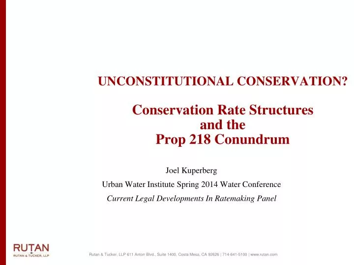 unconstitutional conservation conservation rate structures and the prop 218 conundrum