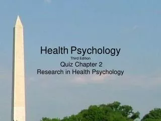 Health Psychology Third Edition Quiz Chapter 2 Research in Health Psychology