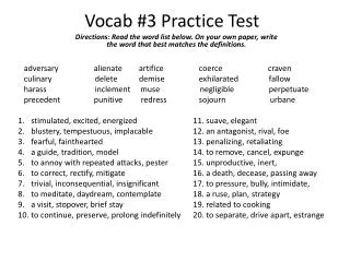 Vocab #3 Practice Test