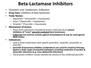 Beta- Lactamase Inhibitors