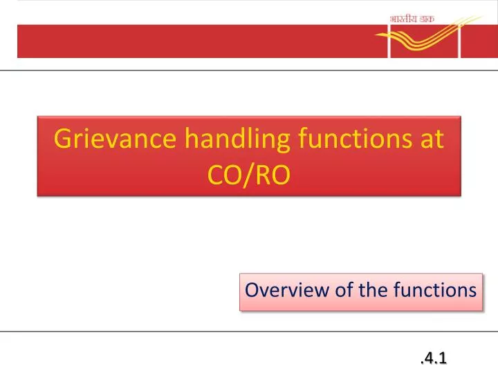 grievance handling functions at co ro