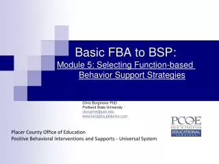 Basic FBA to BSP: