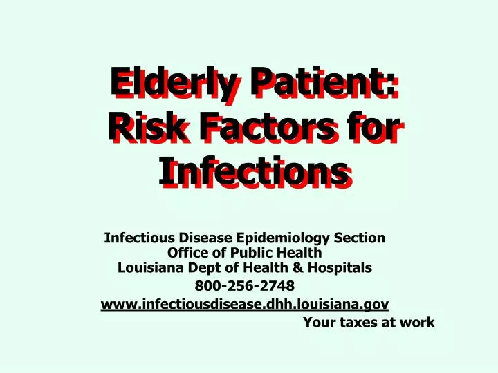 elderly patient risk factors for infections