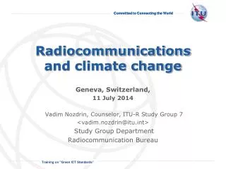 Radiocommunications and climate change