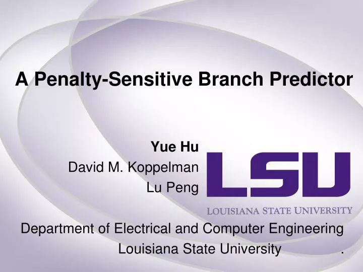 a penalty sensitive branch predictor