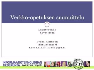 verkko opetuksen suunnittelu