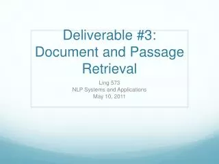 Deliverable #3: Document and Passage Retrieval