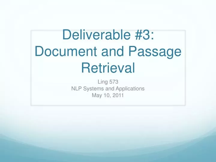 deliverable 3 document and passage retrieval