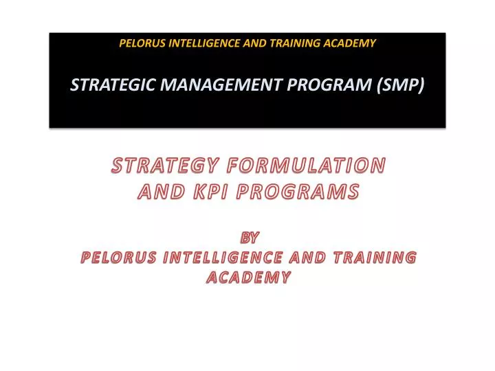 strategy formulation and kpi programs by pelorus intelligence and training academy